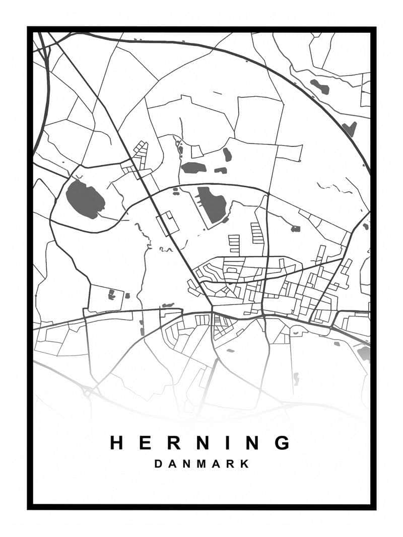 Herning Plakat – Detaljeret Kort over Herning By