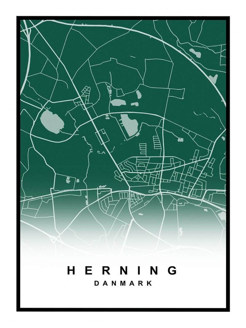 Herning Plakat - Detaljeret Kort over Herning By