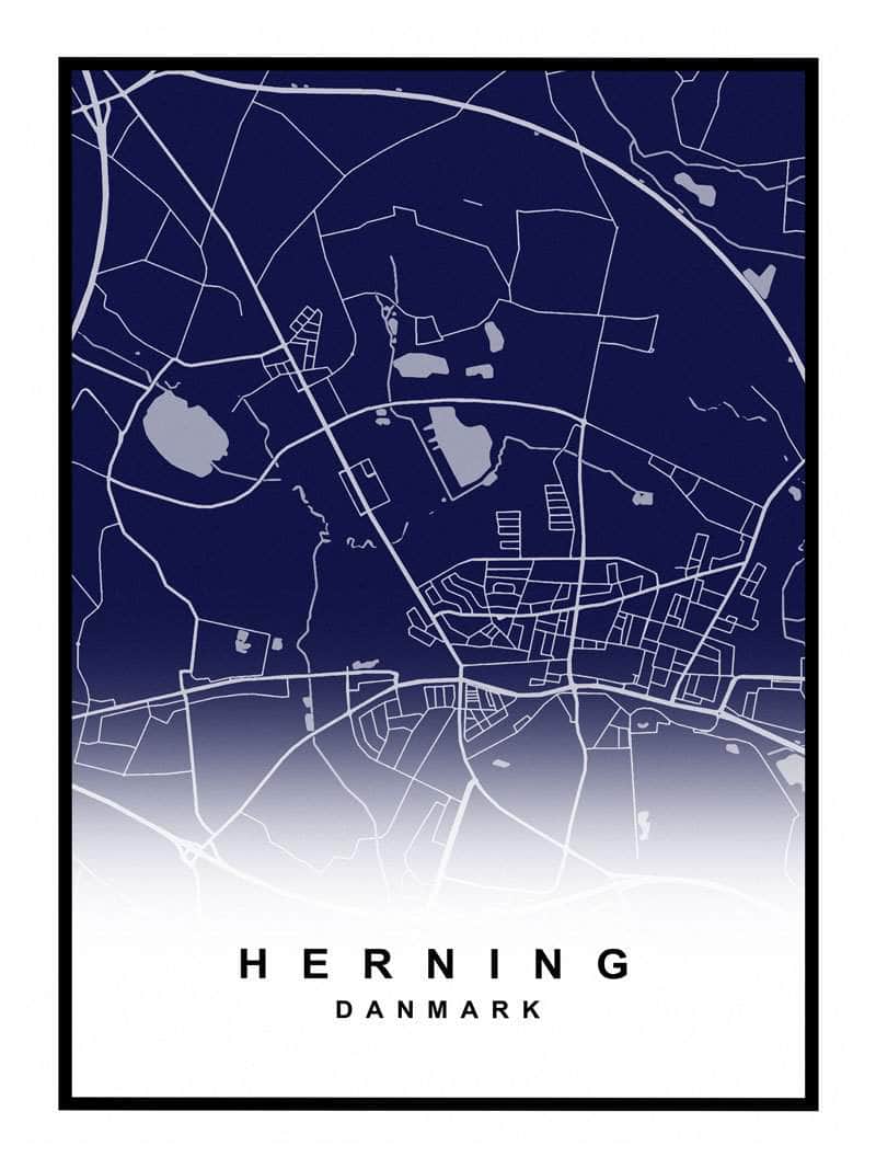 Herning Kortplakat – Udforsk Byens Detaljer i Dit Hjem