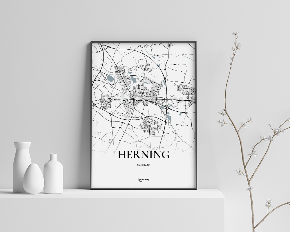 Herning Bykort Plakat – Stilfuld Minimalisme A4