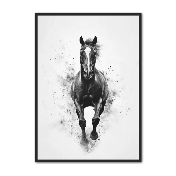Sort Hest i Fuld Galop – Unik Vægkunsttilbud!