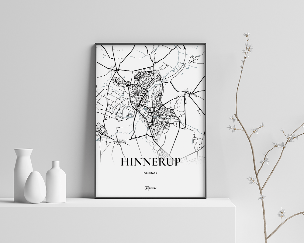 Hinnerup Bykort Plakat - Minimalistisk Design A4