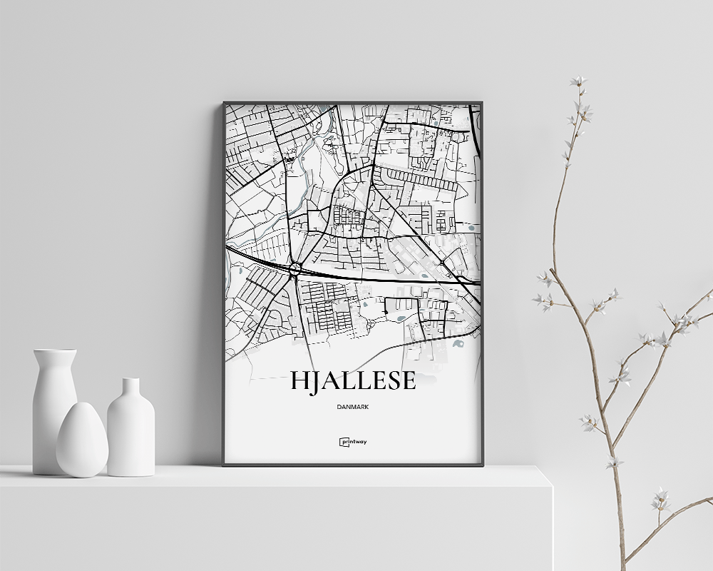 Hjallese Bykort Plakat - Minimalistisk A4 Design
