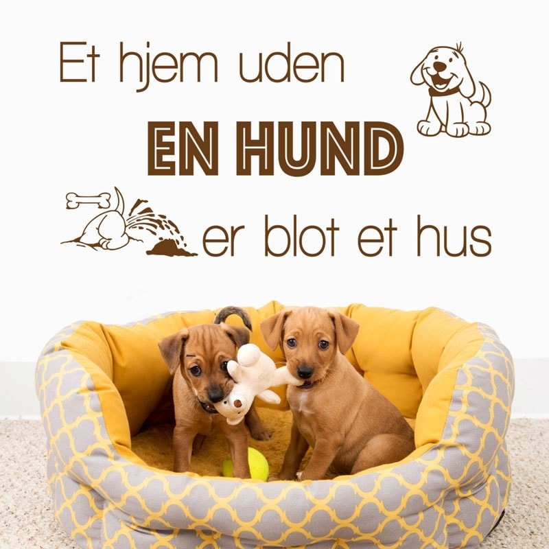 Kærligt Vægklistermærke: Hjem med Hund til Indretning