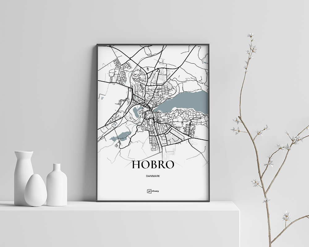 Hobro Bykort Plakat – Minimalistisk Design A4