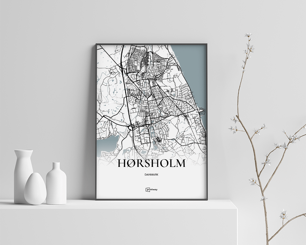 Hørsholm Bykort Plakat - Minimalistisk Kunstværk A4