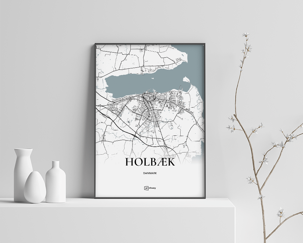 Holbæk Bykort Plakat – Minimalistisk Design A4