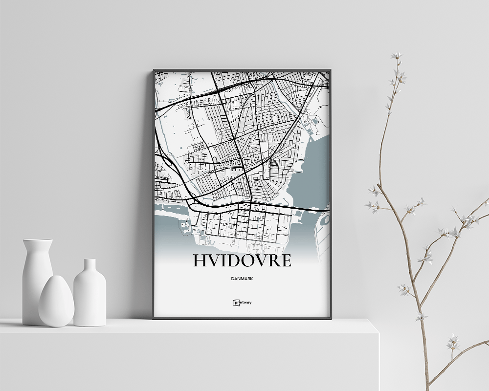 Hvidovre Bykort Plakat – Stilfuld Minimalisme A4