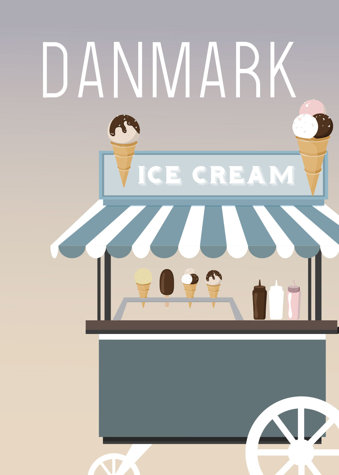 Iskrem Illustration af Rikke Axelsen - Grafisk Kunst til Hjemmet