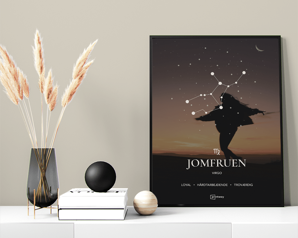 Jomfruen Stjernetegn Plakat i Minimalistisk Design 70x100 cm