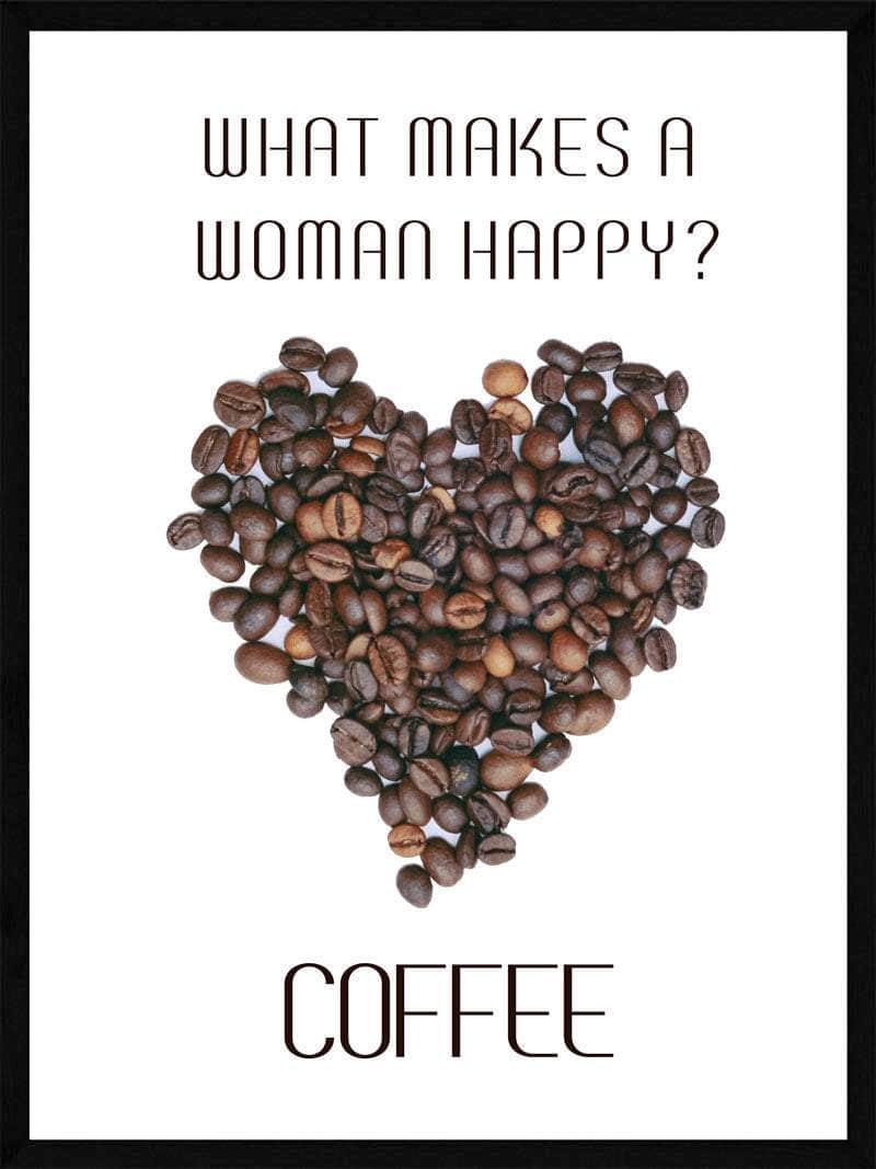 Kaffeplakat - Hvad gør kvinder glade? Kaffe!