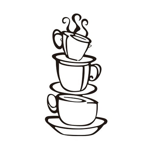 Kaffekopper Vægsdekoration - Unik Wallsticker til Køkkenet