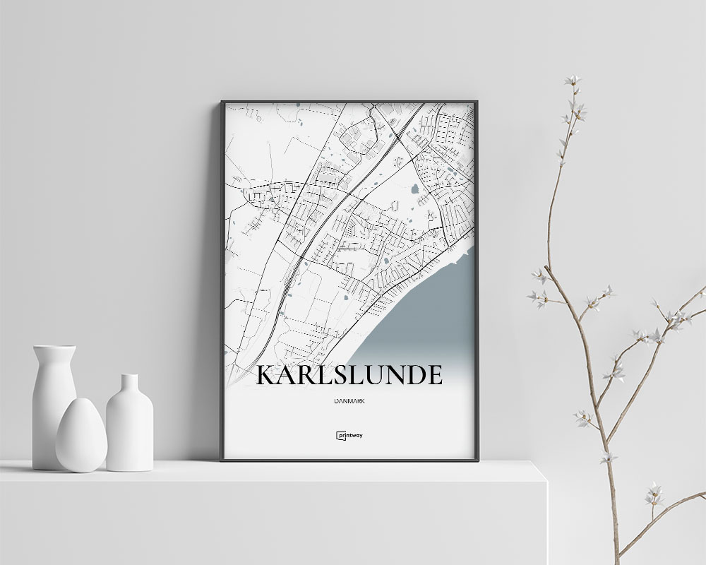 Karlslunde Bykort Plakat – Minimalistisk Design A2