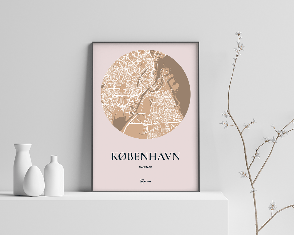 København Bykort Plakat i Guld – Minimalistisk Design