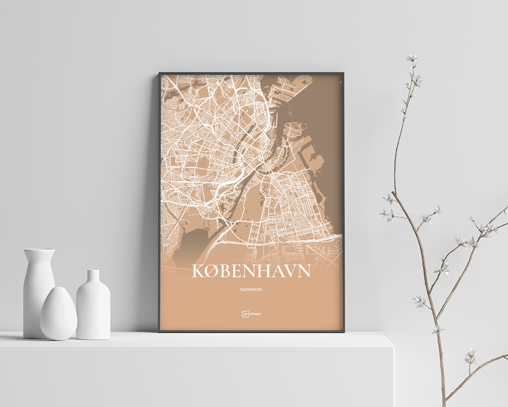 København Bykort Plakat i Guld - Elegant Design A4