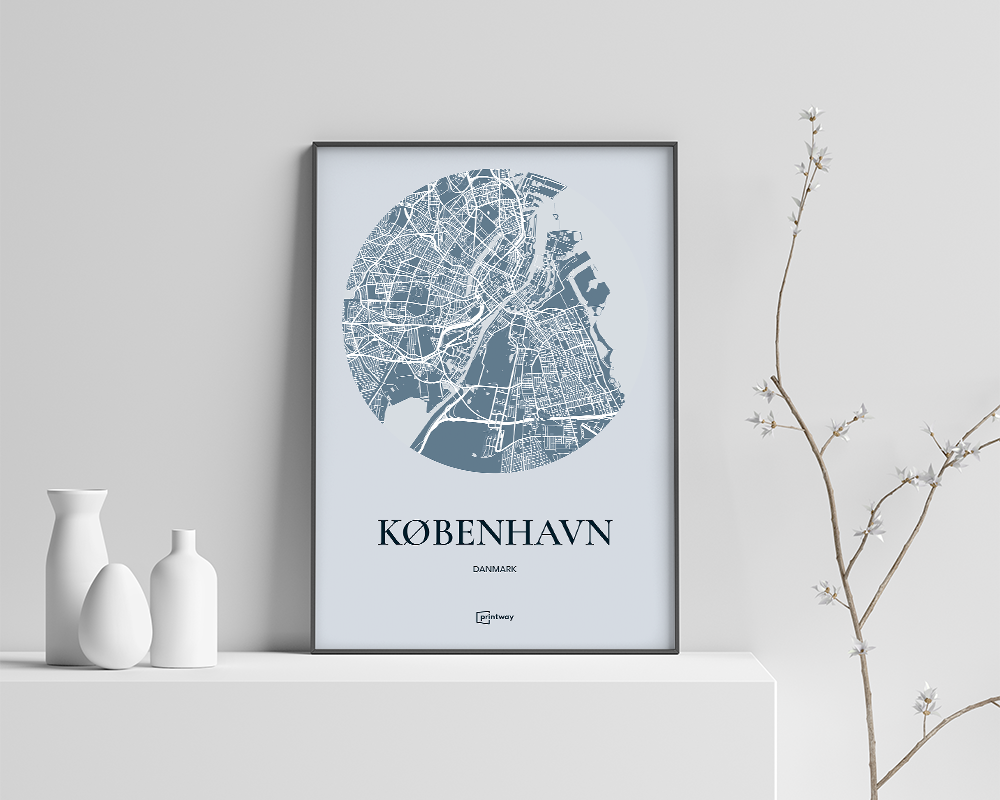 København Bykort Plakat – Elegant Havblå Design A4