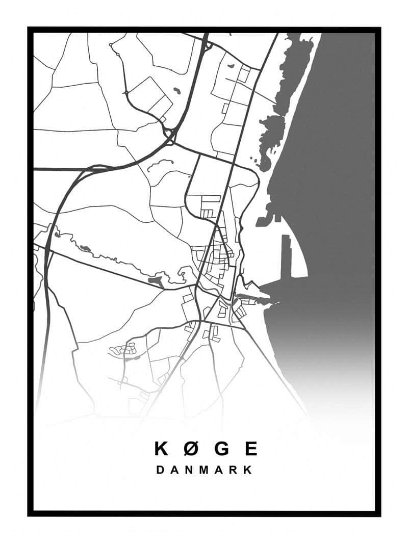 Køge By Kort Plakat – Få dit nu! Perfekt til indretning.