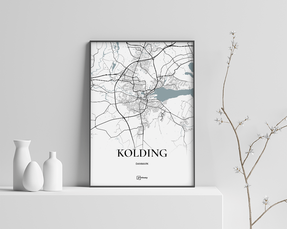 Kolding Bykort Plakat - Minimalistisk Design A4