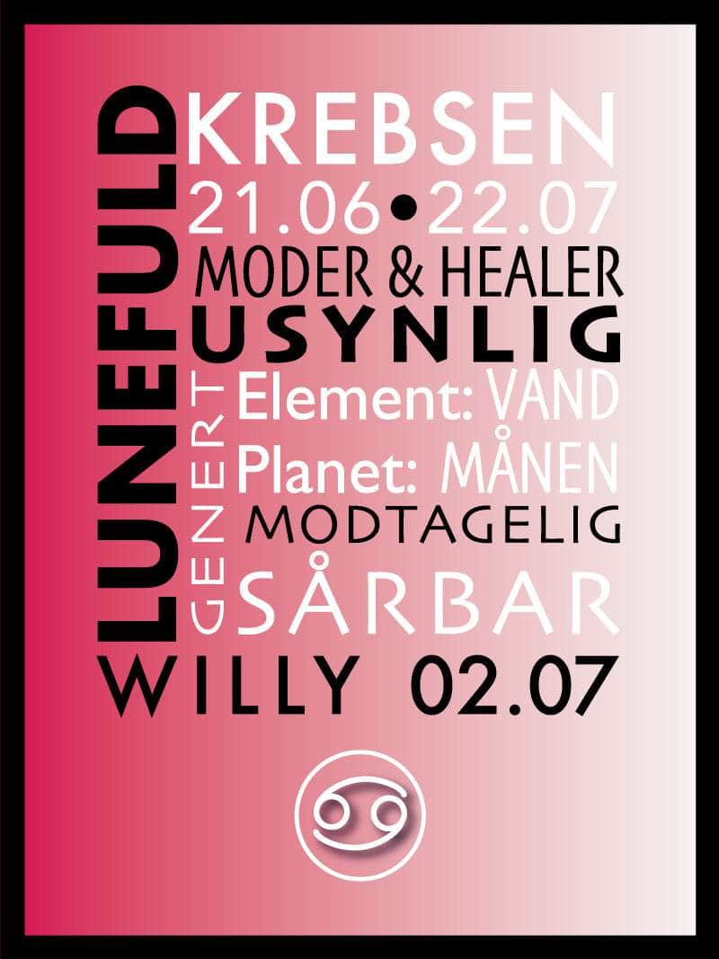 Krebsen Stjernetegn Plakat - Elegant Indretning til Hjemmet