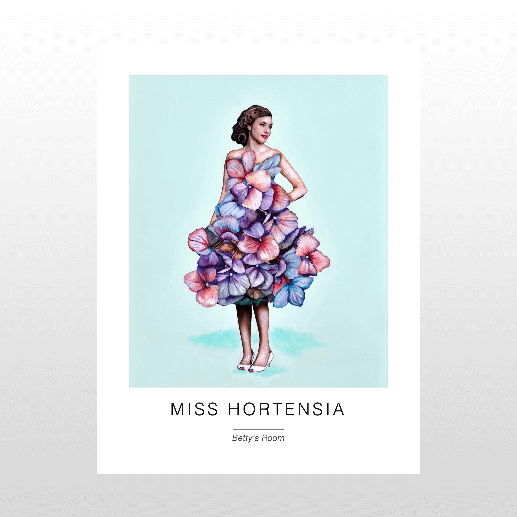Kunstplakat "Miss Hortensia" 30 x 40 cm - Vægpynt Tilbud