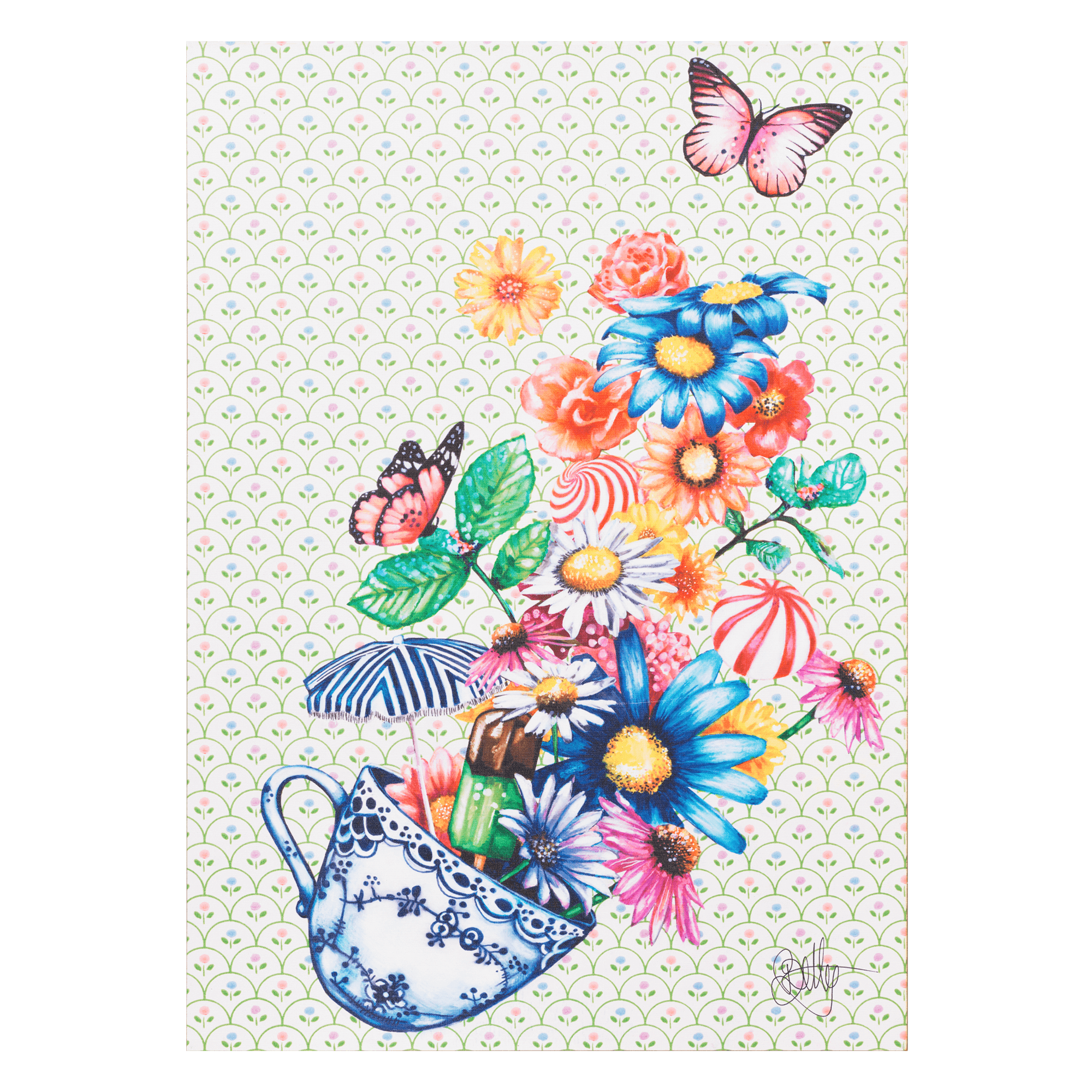 Kunsttryk på lærred: A Cup of Summer – Vægkunst 50 x 70 cm