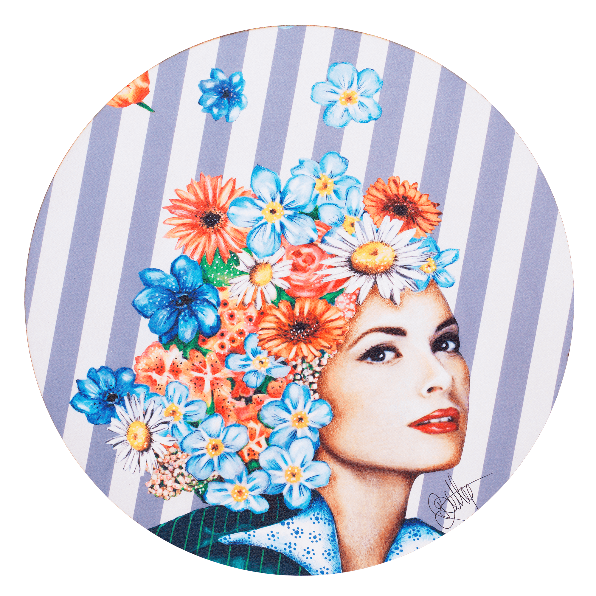 Kunsttryk på Kanvas - "Blomster i Mit Sind" Ø 60 cm
