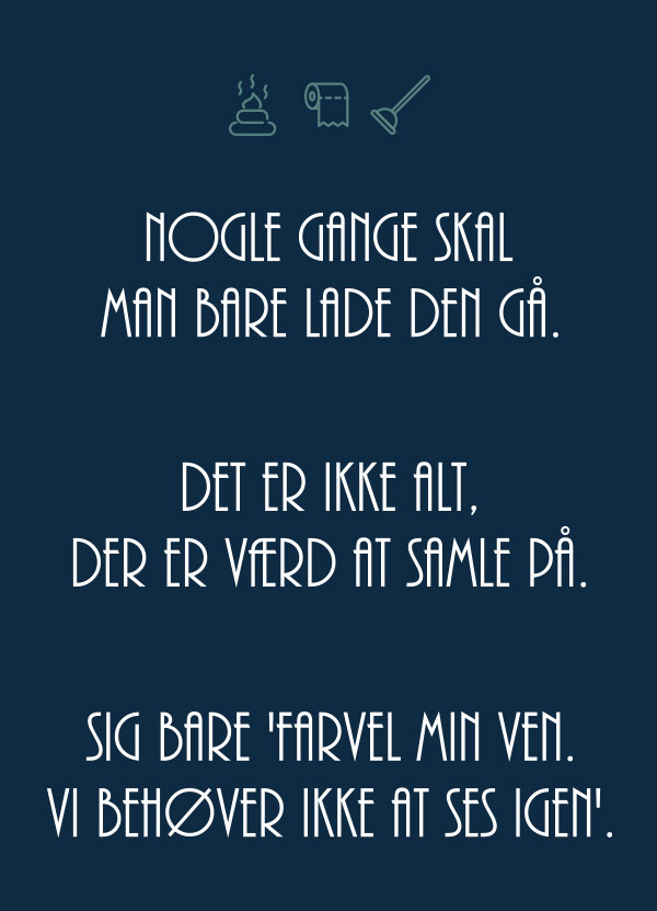 Lad Den Gå - Toilet Plakat med Unikke Ikoner A4