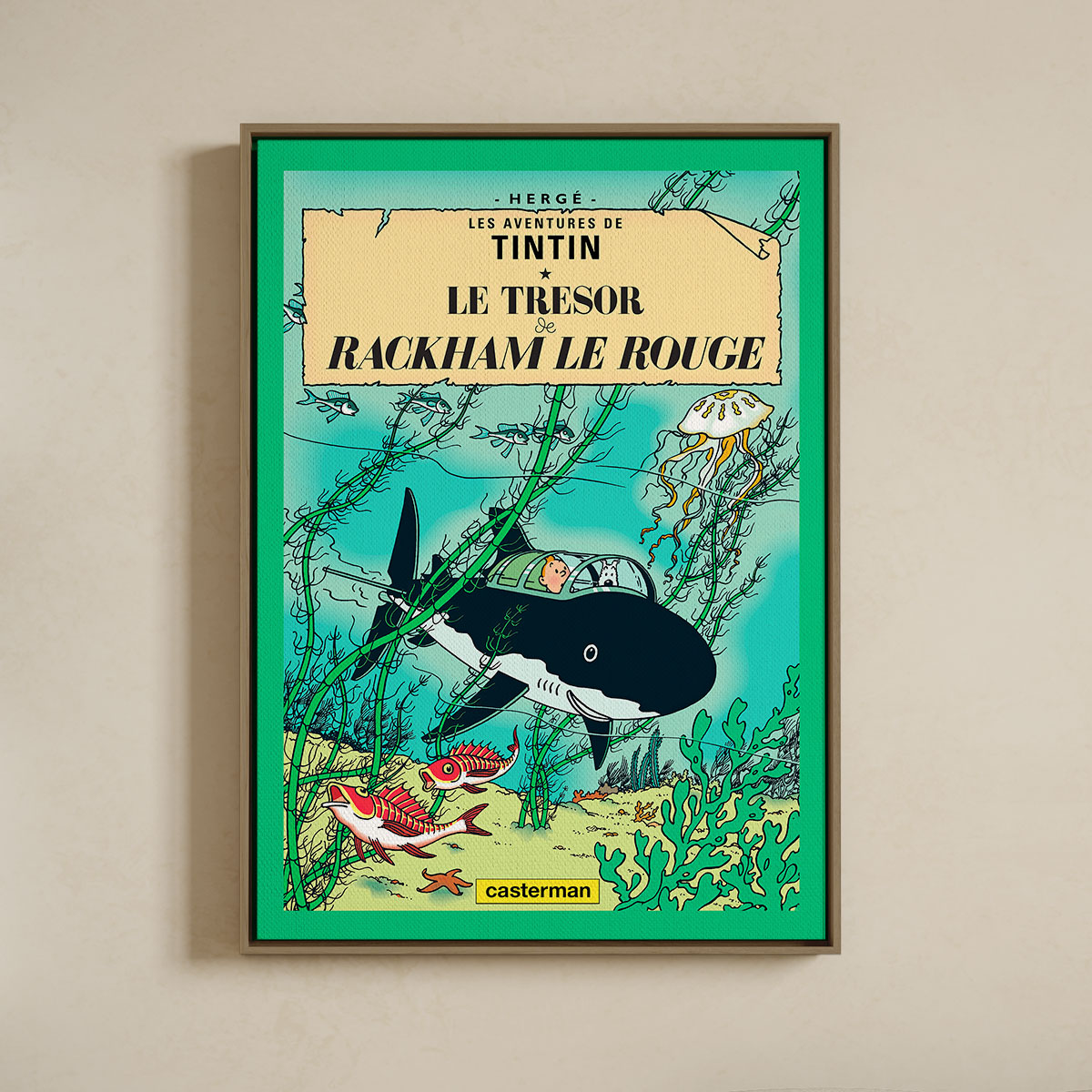 Lærredsprint Med Svæveramme  Tintin    Trésor   Rackham   Rouge
