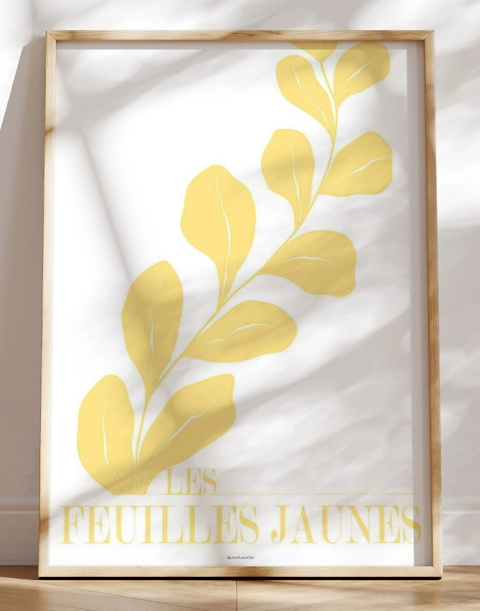 Les Feuilles Jaunes Gul Grafisk Kunstplakat