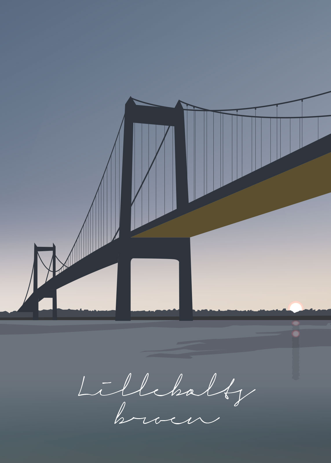 Lillebæltsbroen Plakat – Unik Grafisk Kunst af Rikke Axelsen