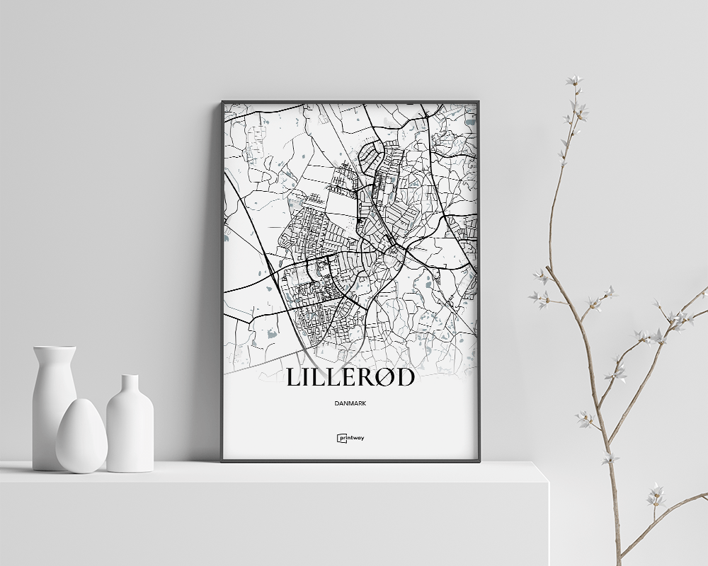 Lillerød Bykort Plakat - Minimalistisk Design til Dit Hjem