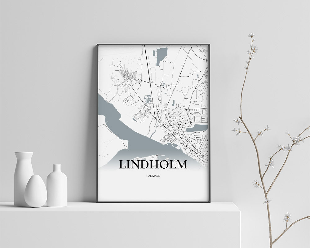 Lindholm Bykort Plakat - Minimalistisk Design til Dit Hjem
