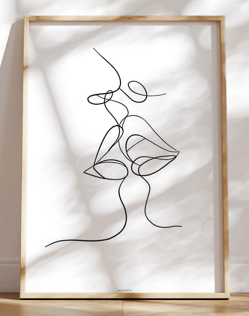 Line Art Kiss Plakat