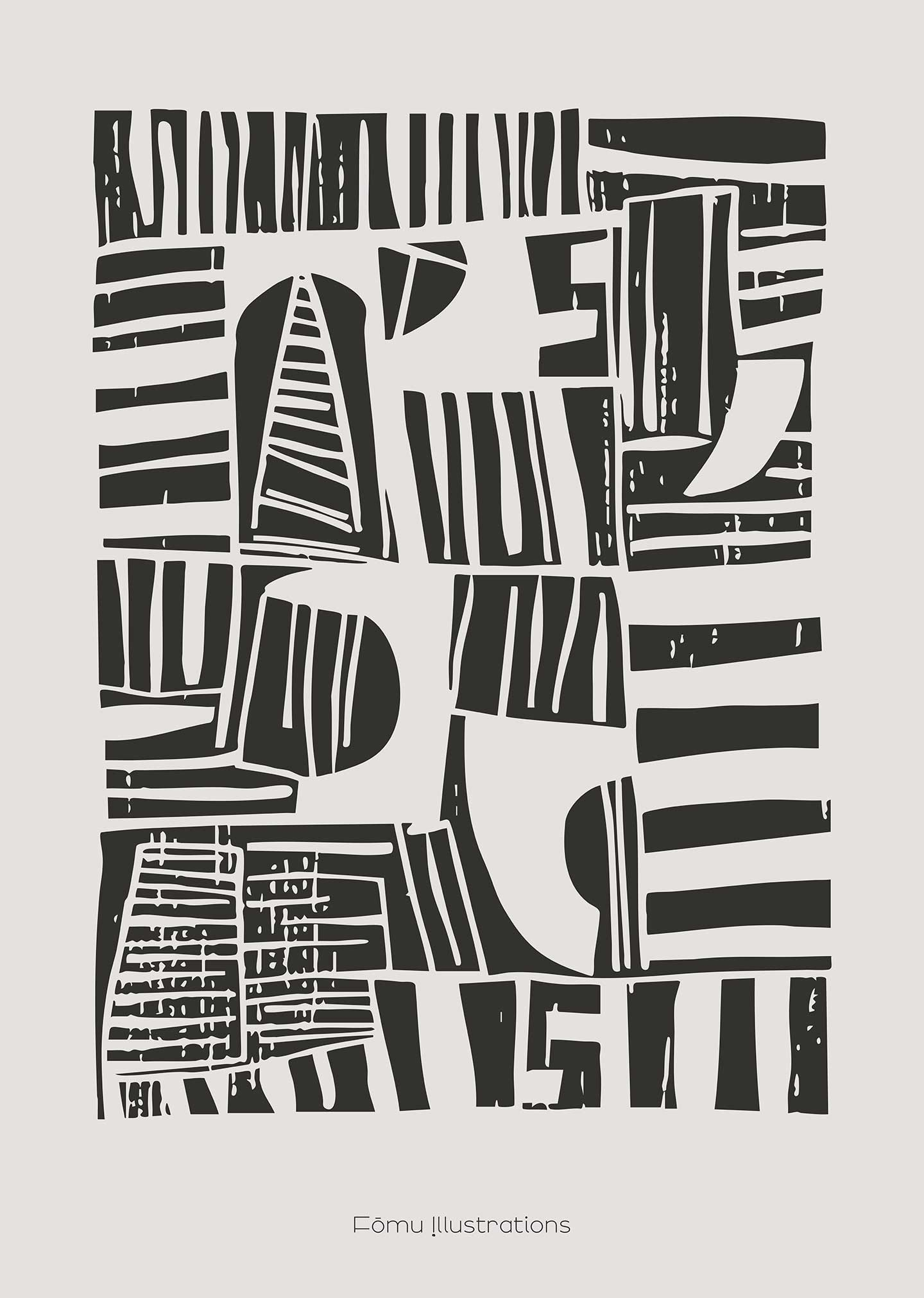 Lino Cut Black Kunsttryk – Unikt Værk til Dit Hjem