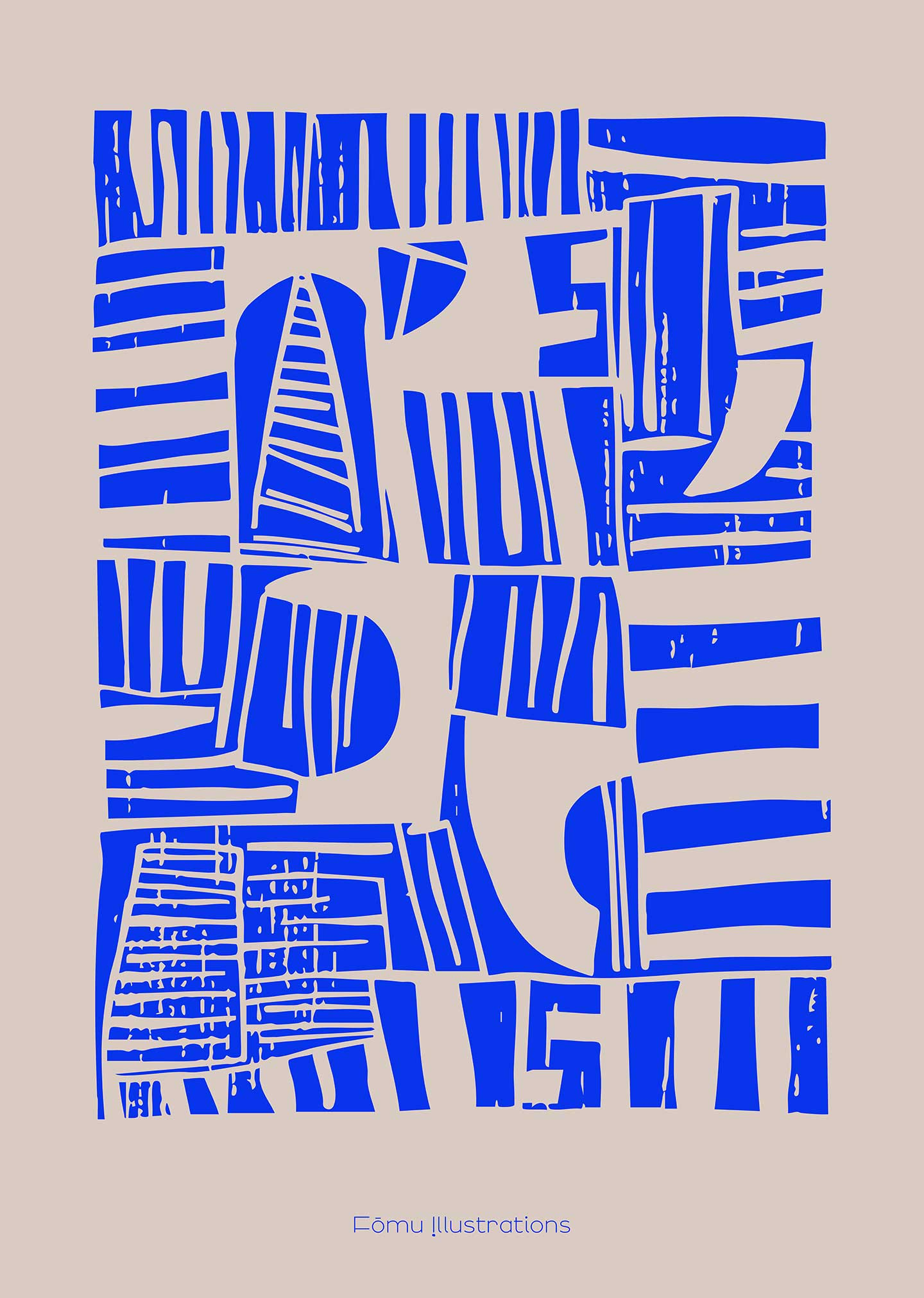 Lino Cut Blue – Unik Grafisk Kunst til Dit Hjem