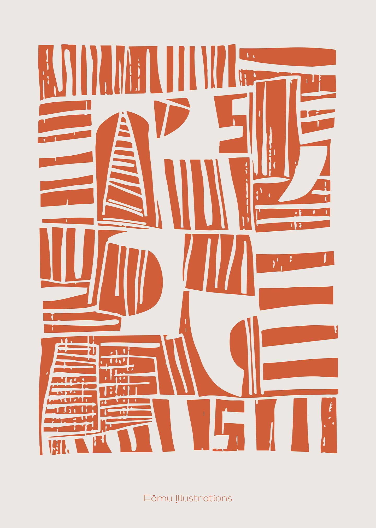 Unikt Lino Cut Russet Kunsttryk – Skab Hygge i Hjemmet