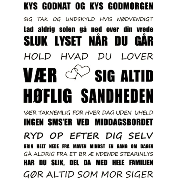Inspirerende Vægklistermærke med Livets Regler