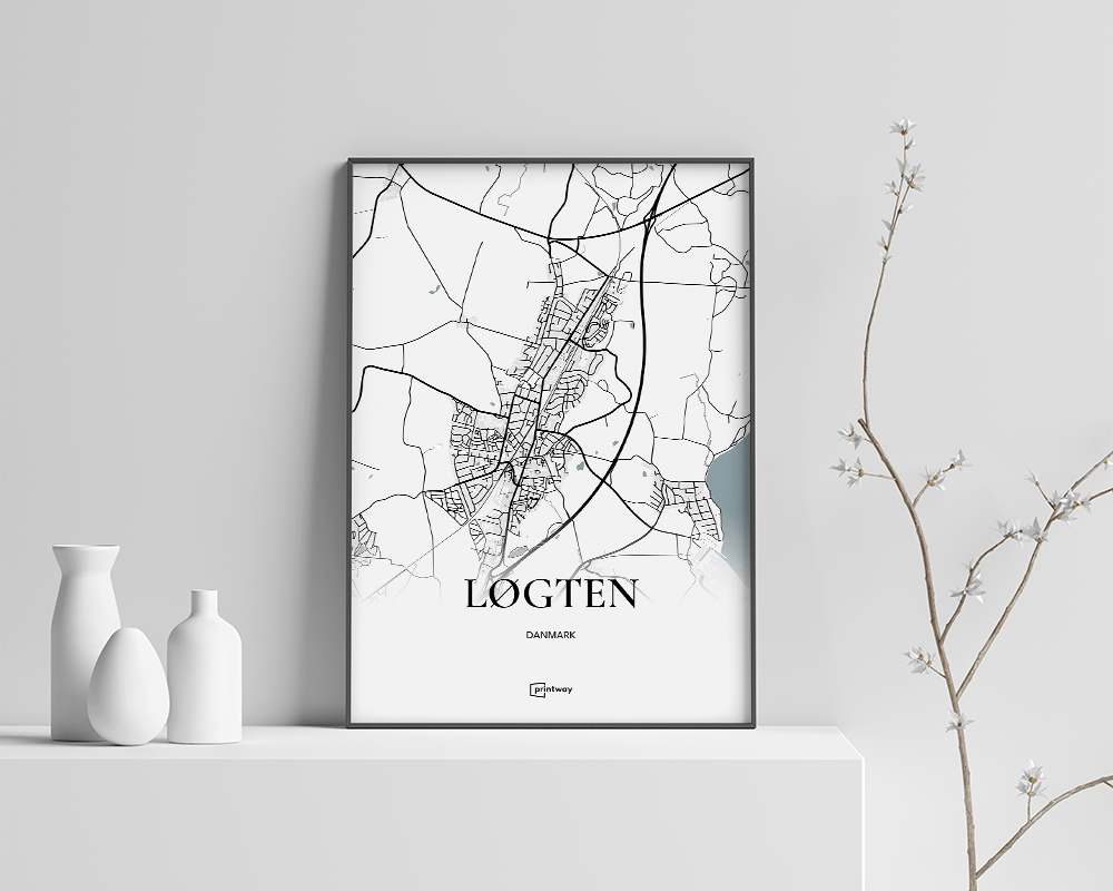 Løgten Bykort Plakat – Minimalistisk Design til Indretning