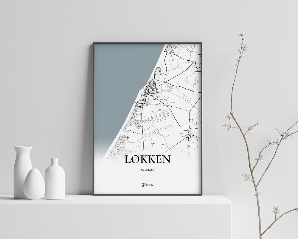 Løkken Bykort Plakat - Minimalistisk Design A4