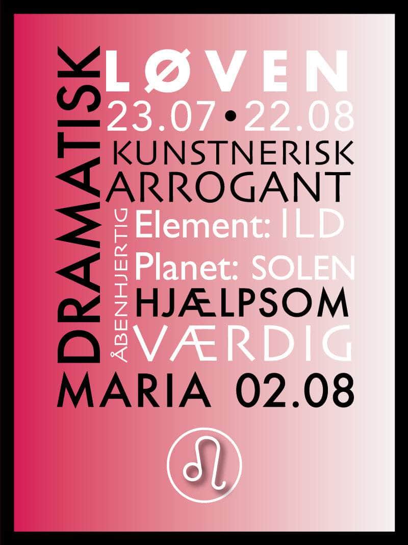 Løven Stjernetegn Plakat – Unik Indretning til Dit Rum