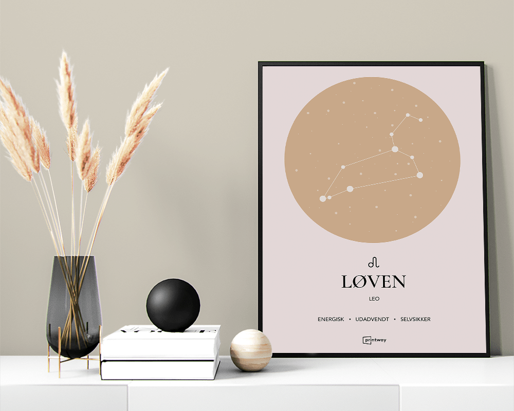Løven Stjernetegn Plakat i Guld – Minimalistisk Design