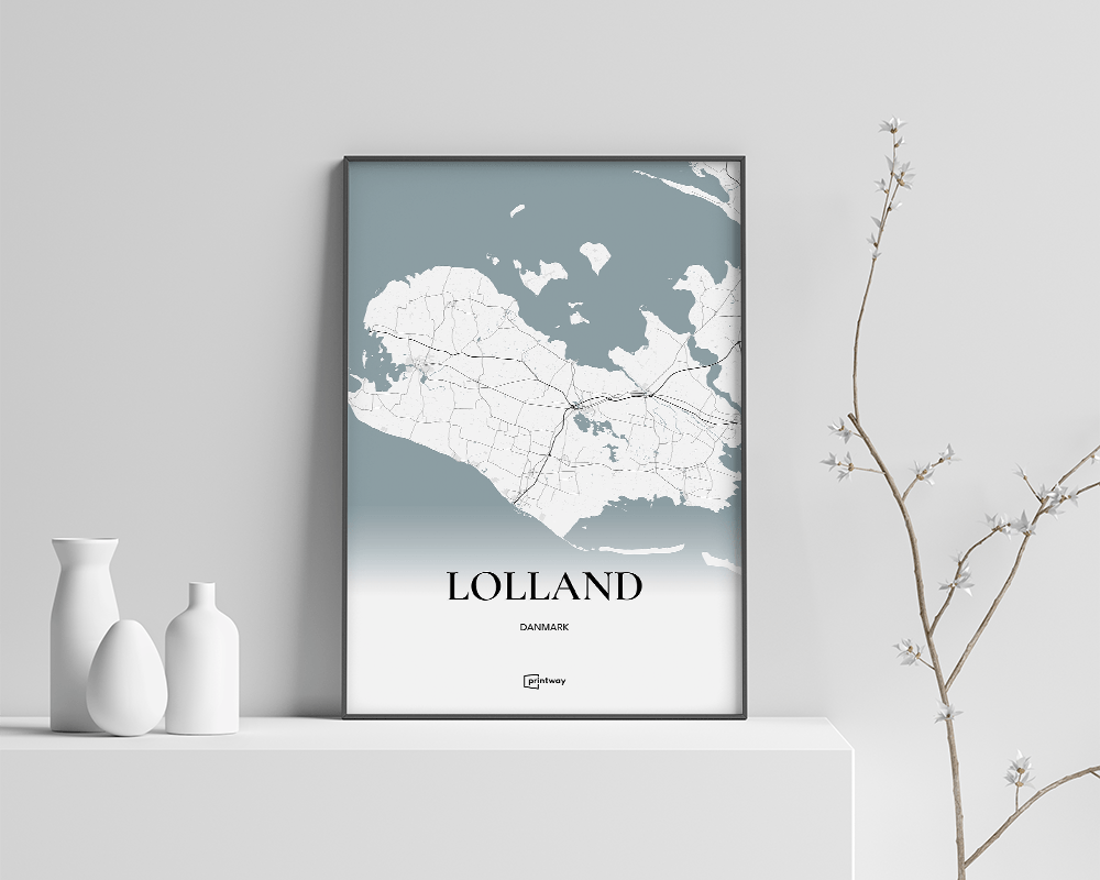 Lolland Bykort Plakat – Minimalistisk Kunstværk A4