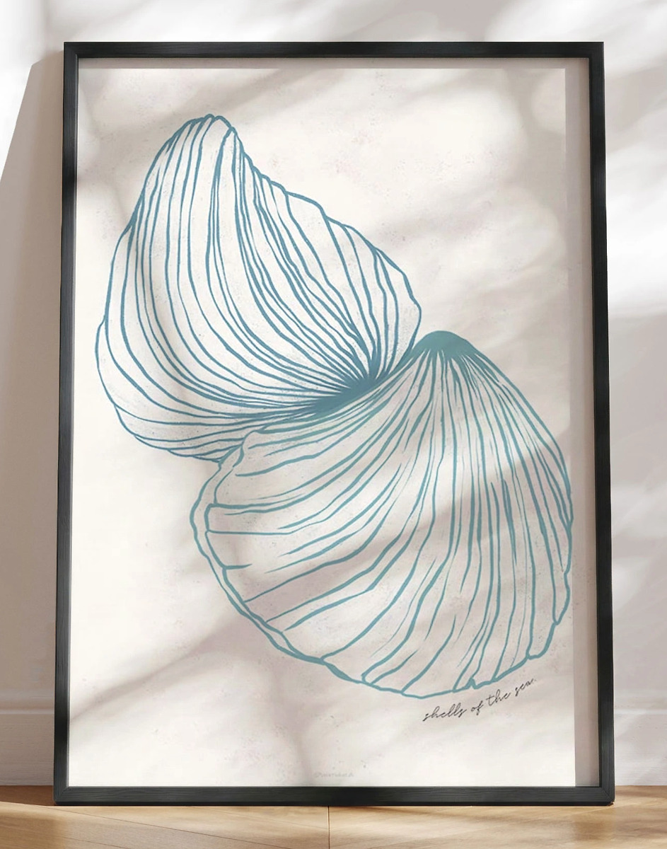 Lys Blå Plakat Shells   The Sea