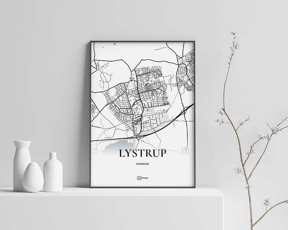 Lystrup Bykort Plakat – Minimalistisk A4 Designtilbud