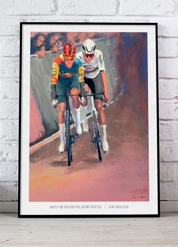 Mads P vs. Van Der Poel - Cykelsport Plakat A4 - Tilbud!
