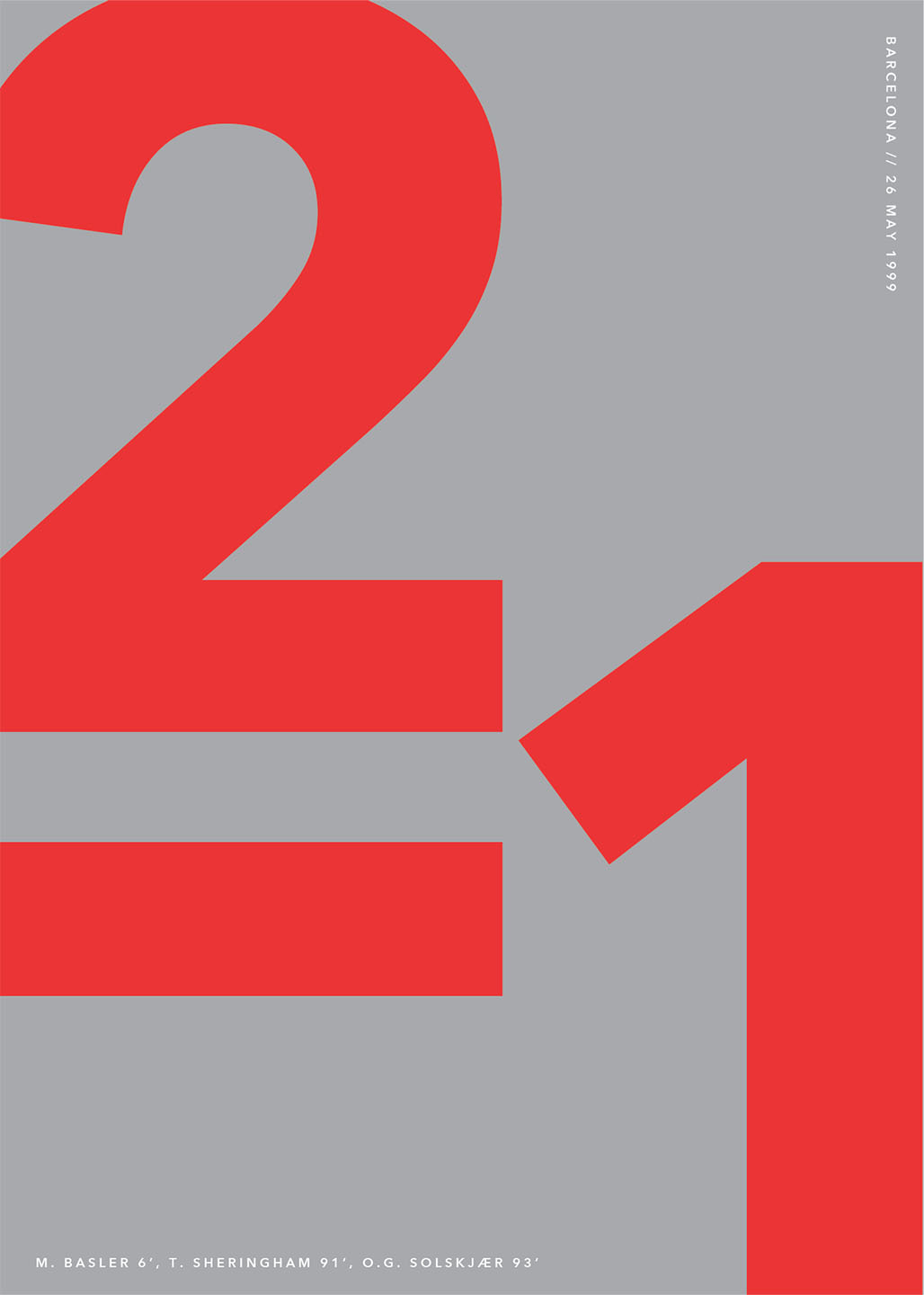 Historisk Manchester United Plakat fra 1999 - Fodboldkunst