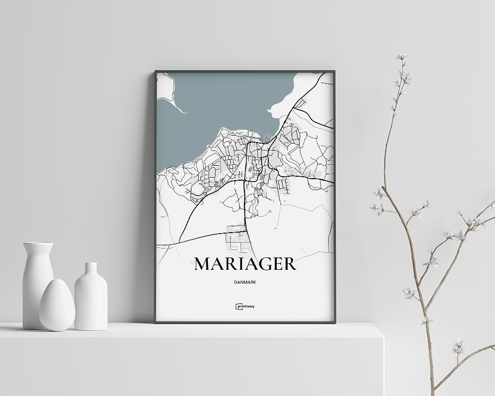 Mariager Bykort Plakat - Minimalistisk Design A4