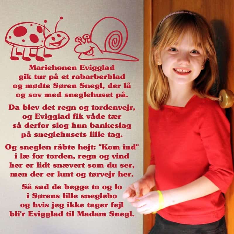 Mariehønen Evigglad Wallsticker
