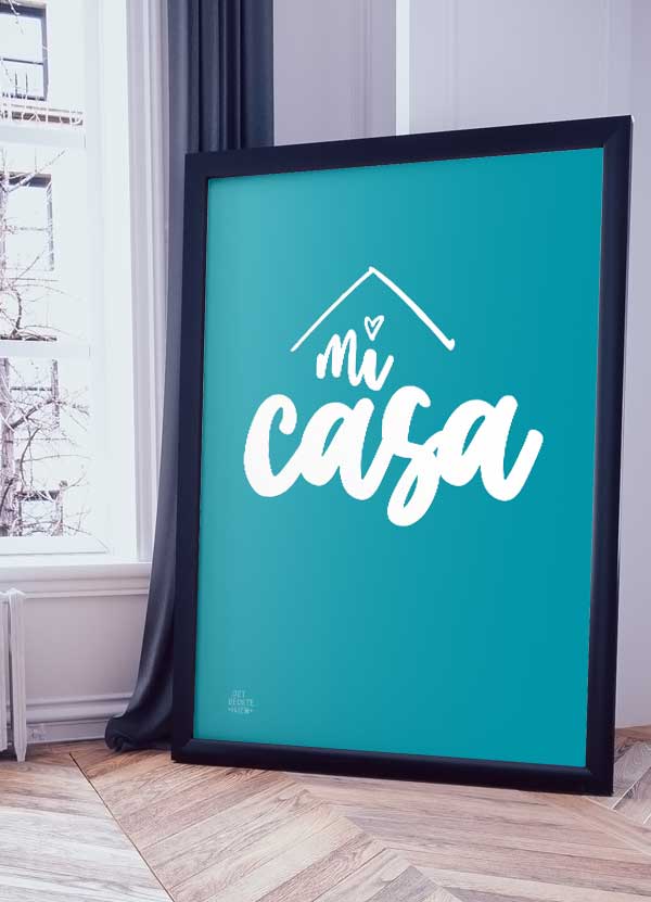 Mi Casa Plakat - Blå A4 til Dit Hjem - Tilbud!