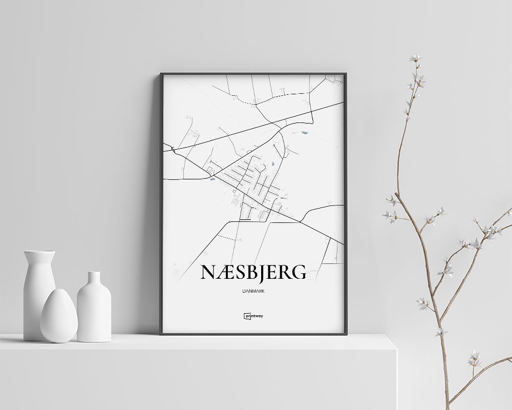 Næsbjerg Bykort Plakat – Stilrent Design til Dit Hjem